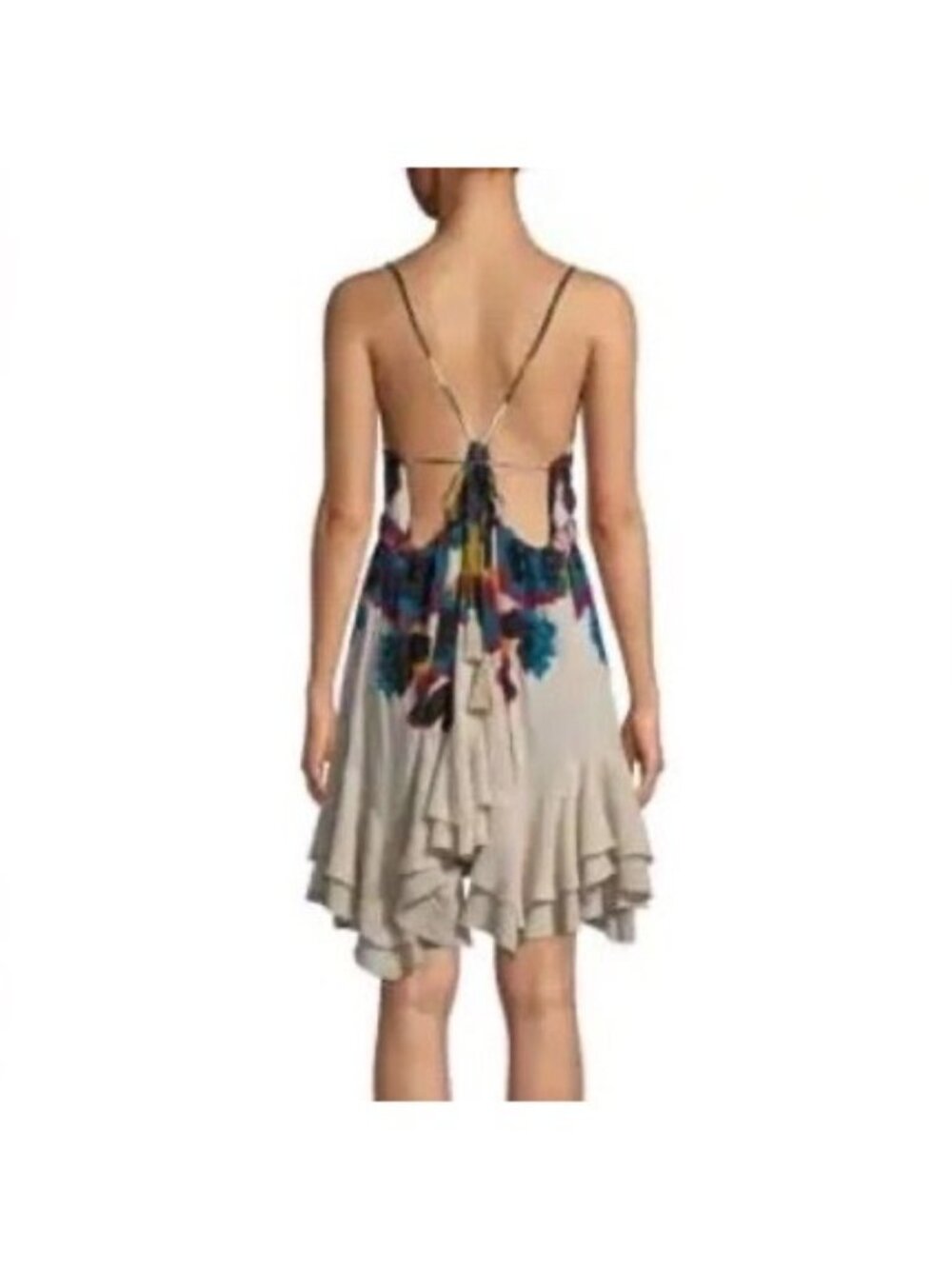 NWT Free People Floral Print Ruffle Mini Slip Dress | Grunge Fairycore Boho Twee - Picture 15 of 16
